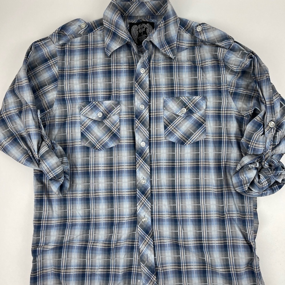 Eighty Eight Button Down Shirt Mens Small Blue Plaid